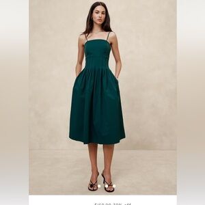 Pleated teal Taffeta midi dress. Gorgeous color !